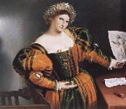 Palma Vecchio Portrait of a young bride as flora oil painting artist